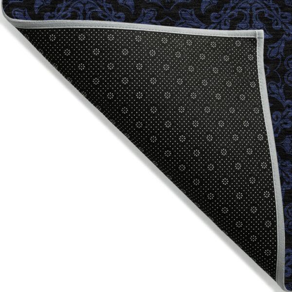 10' X 14' Blue And Navy Blue Medallion Washable Indoor Outdoor Area Rug