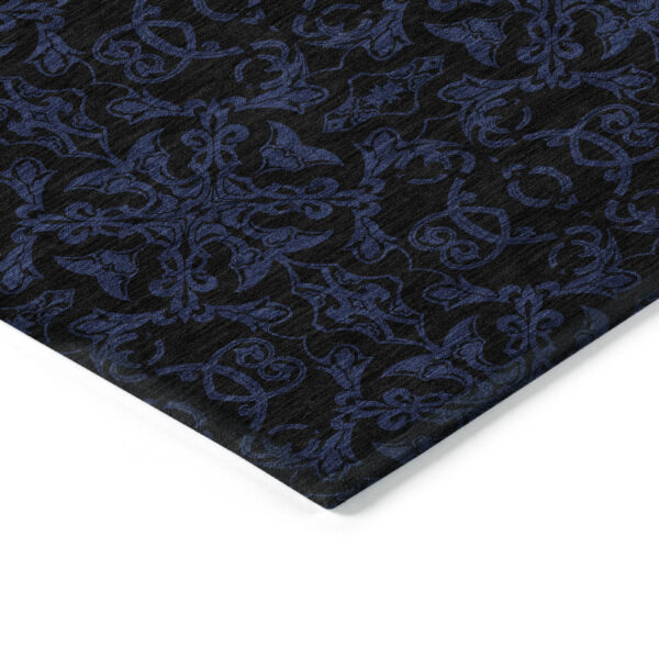 10' X 14' Blue And Navy Blue Medallion Washable Indoor Outdoor Area Rug