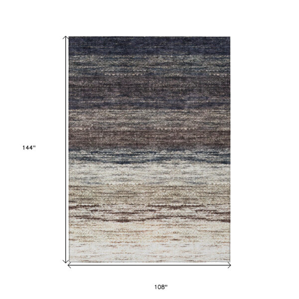 9' X 12' Beige Ivory And Brown Ombre Washable Indoor Outdoor Area Rug
