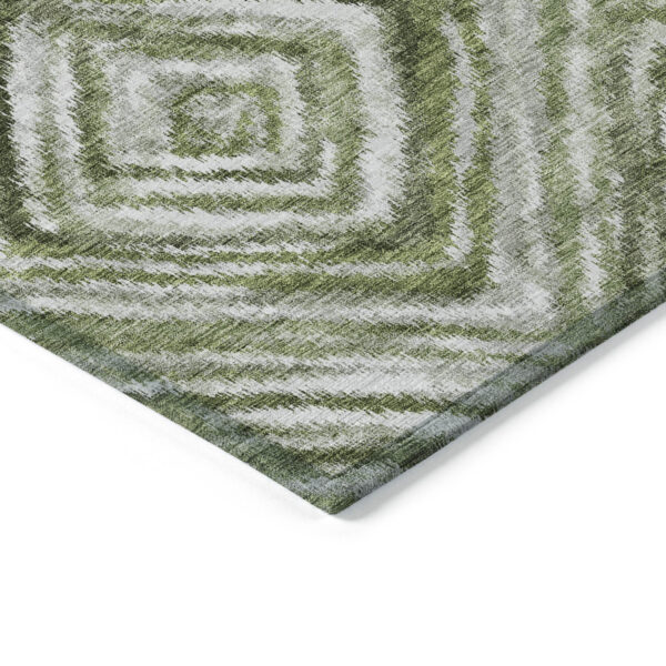 10' X 14' Artichoke Green Green And Sage Geometric Washable Indoor Outdoor Area Rug