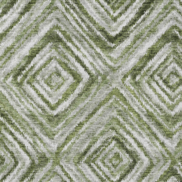 10' X 14' Artichoke Green Green And Sage Geometric Washable Indoor Outdoor Area Rug