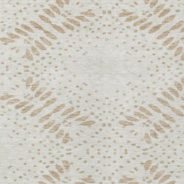 10' X 14' Beige Taupe And Tan Floral Washable Indoor Outdoor Area Rug