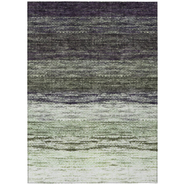 5' X 8' Green Ivory And Purple Ombre Washable Indoor Outdoor Area Rug