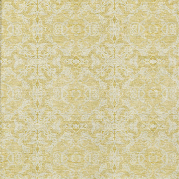 3' X 5' Gold And Ivory Medallion Washable Indoor Outdoor Area Rug
