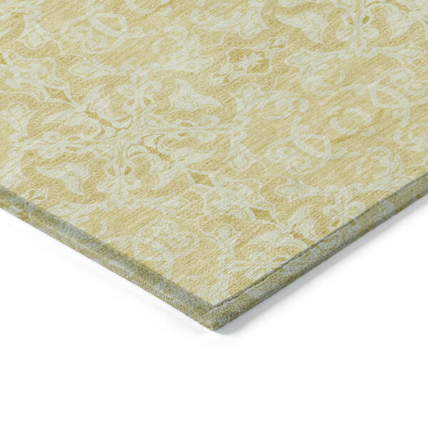 3' X 5' Gold And Ivory Medallion Washable Indoor Outdoor Area Rug