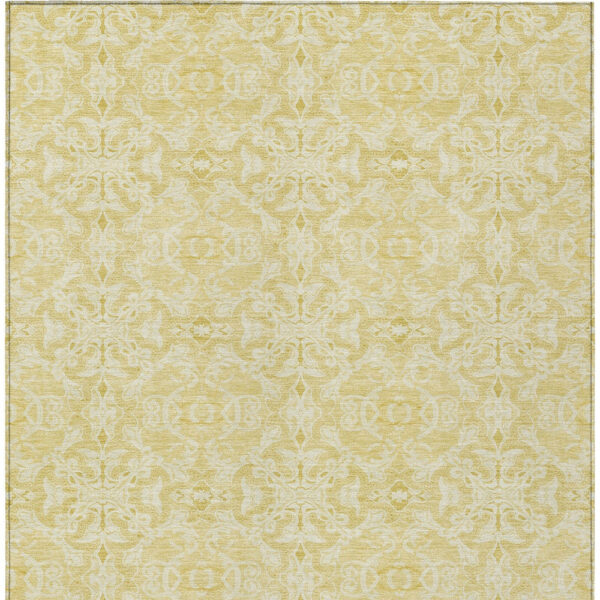 3' X 5' Gold And Ivory Medallion Washable Indoor Outdoor Area Rug