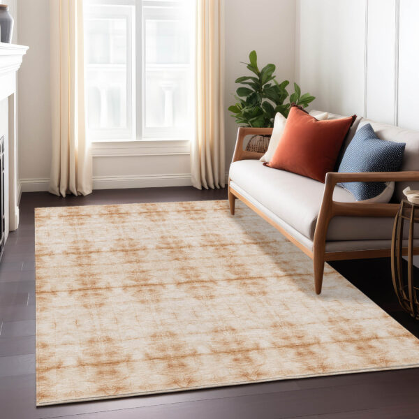 3' X 5' Salmon And Ivory Geometric Washable Indoor Outdoor Area Rug