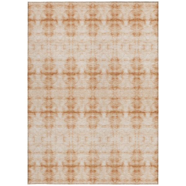 3' X 5' Salmon And Ivory Geometric Washable Indoor Outdoor Area Rug