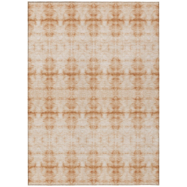 3' X 5' Salmon And Ivory Geometric Washable Indoor Outdoor Area Rug