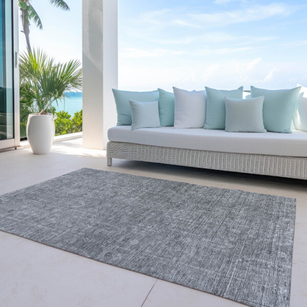 10' X 14' Gray And Charcoal Southwestern Washable Indoor Outdoor Area Rug