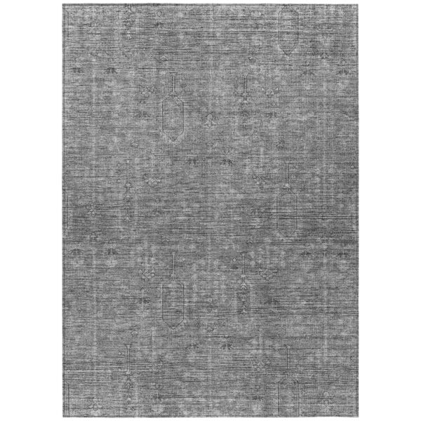 10' X 14' Gray And Charcoal Southwestern Washable Indoor Outdoor Area Rug