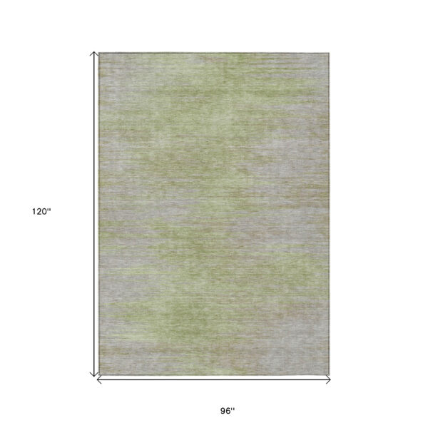 8' X 10' Sage And Artichoke Green Abstract Washable Indoor Outdoor Area Rug