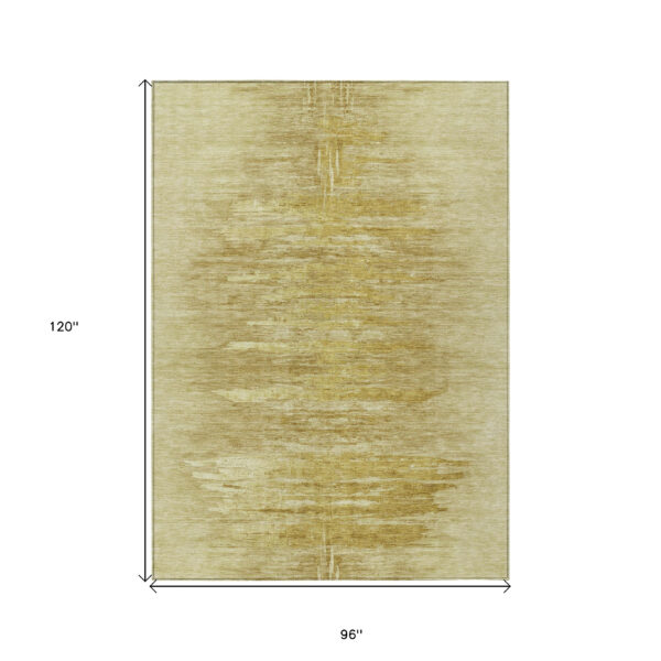8' X 10' Gold And Wheat Abstract Washable Indoor Outdoor Area Rug