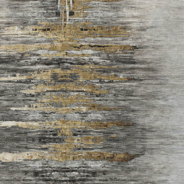 10' X 14' Gray Charcoal And Silver Abstract Washable Indoor Outdoor Area Rug