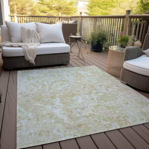 3' X 5' Beige Tan And Taupe Abstract Washable Indoor Outdoor Area Rug