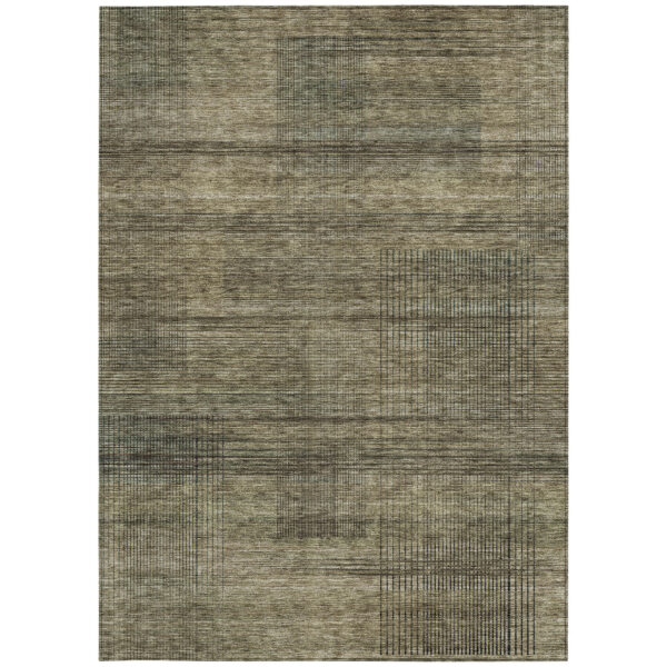 3' X 5' Brown Beige And Taupe Striped Washable Indoor Outdoor Area Rug