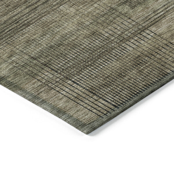 3' X 5' Brown Beige And Taupe Striped Washable Indoor Outdoor Area Rug