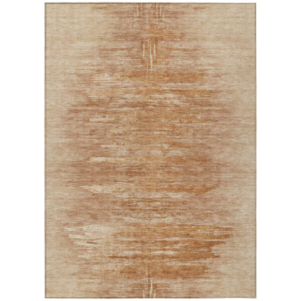9' X 12' Salmon And Copper Abstract Washable Indoor Outdoor Area Rug