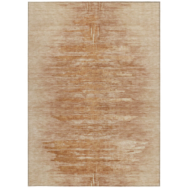 9' X 12' Salmon And Copper Abstract Washable Indoor Outdoor Area Rug