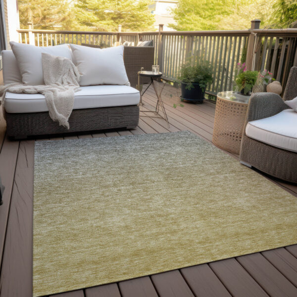 3' X 5' Gold Beige And Taupe Ombre Washable Indoor Outdoor Area Rug