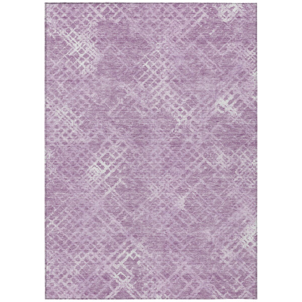 9' X 12' Lavender Purple And Ivory Geometric Washable Indoor Outdoor Area Rug