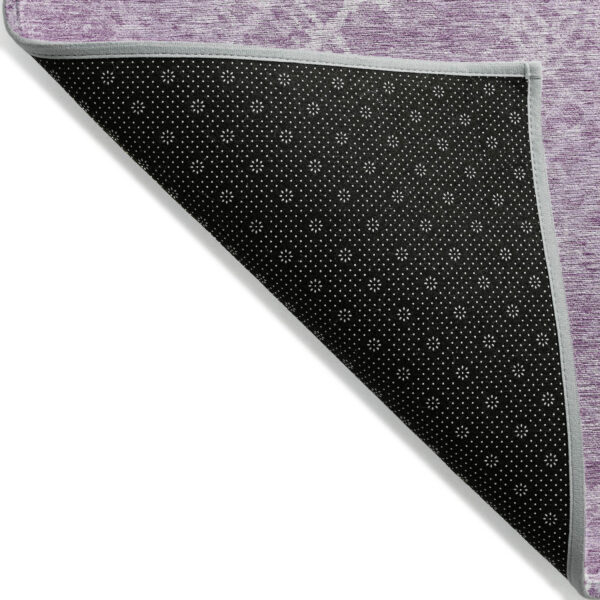 9' X 12' Lavender Purple And Ivory Geometric Washable Indoor Outdoor Area Rug