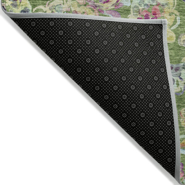 10' X 14' Fern Green And Artichoke Green Paisley Washable Indoor Outdoor Area Rug