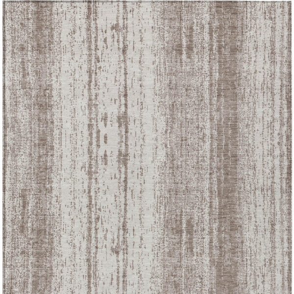 8' X 10' Taupe And Ivory Striped Washable Indoor Outdoor Area Rug