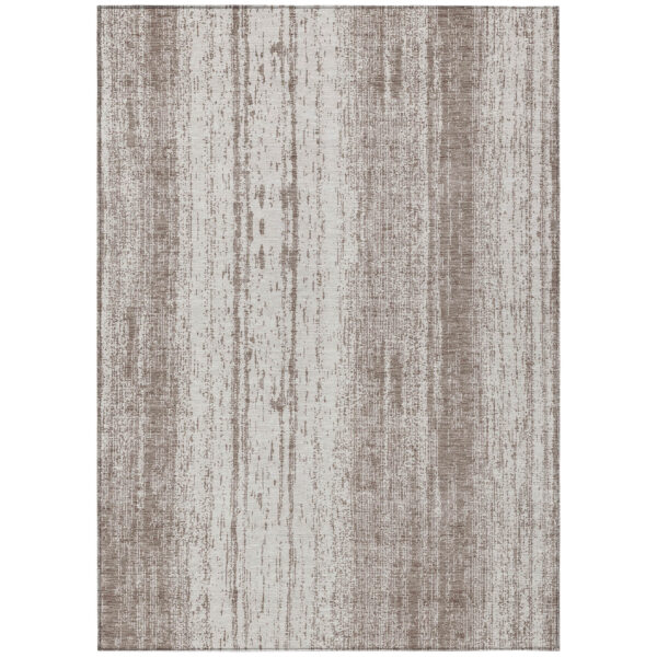 8' X 10' Taupe And Ivory Striped Washable Indoor Outdoor Area Rug