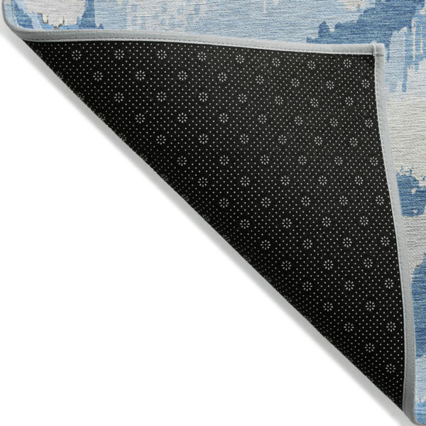 9' X 12' Sky Blue And Denim Blue Abstract Washable Indoor Outdoor Area Rug