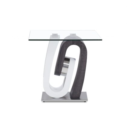 White And Dark Grey Ultra Modern Glass Top End Table