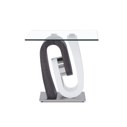 White And Dark Grey Ultra Modern Glass Top End Table
