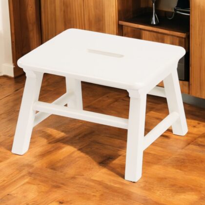 10" White Solid Wood Backless Bar Chair