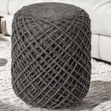 16" Gray Abstract Pouf Ottoman