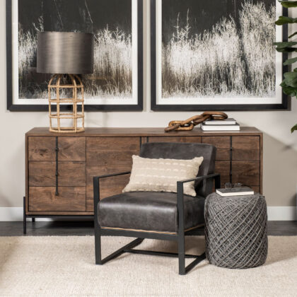 16" Gray Abstract Pouf Ottoman