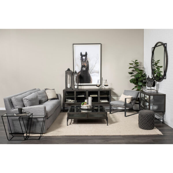 16" Gray Abstract Pouf Ottoman