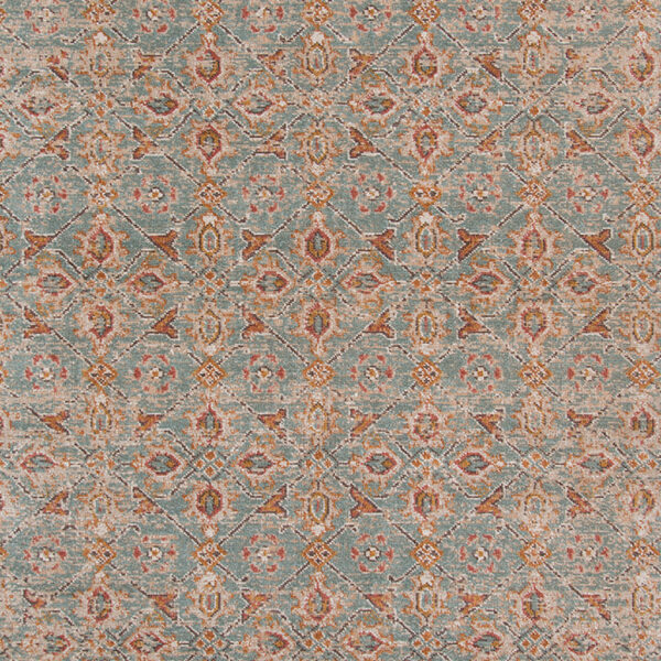 5' x 7' Teal Blue Floral Power Loom Area Rug With Fringe