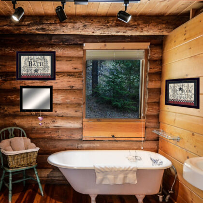 Set Of Three Hot Bath 18 Black Framed Print Wall Art