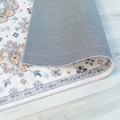 7' x 10' Gray and Gold Floral Area Rug