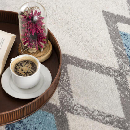 2' x 3' Blue and Beige Southwestern Non Skid Area Rug