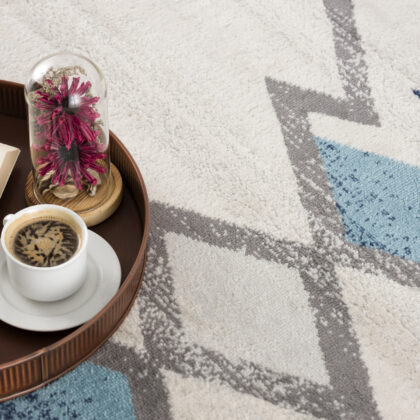 2' x 3' Blue and Beige Southwestern Non Skid Area Rug