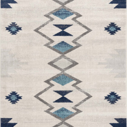 2' x 3' Blue and Beige Southwestern Non Skid Area Rug