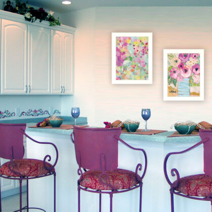 Set Of Two Floral Designs White Framed Print Wall Art