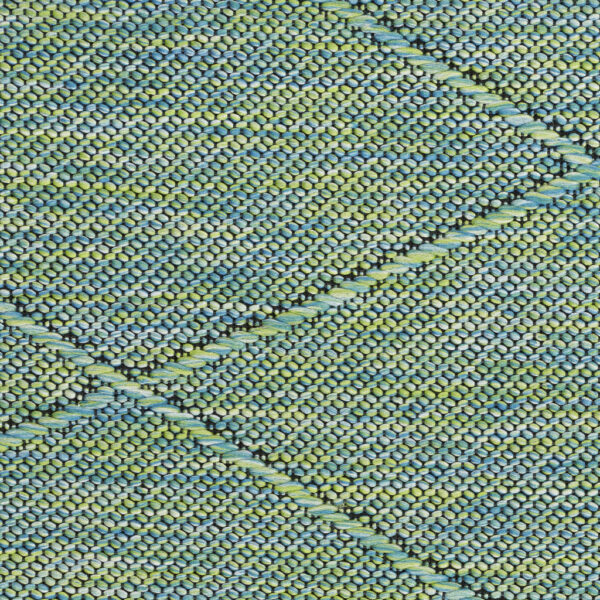 4' x 6' Blue Geometric Power Loom Non Skid Area Rug