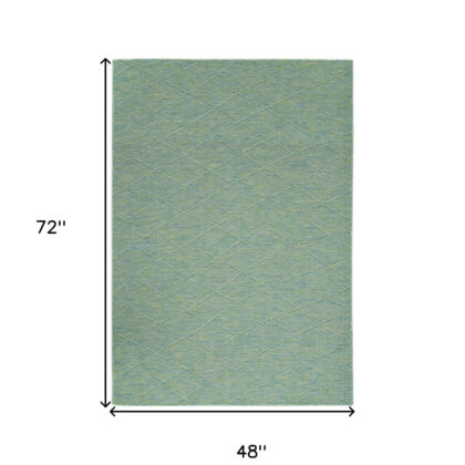 4' x 6' Blue Geometric Power Loom Non Skid Area Rug