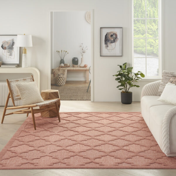9' X 12' Coral Orange Indoor Outdoor Area Rug