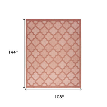 9' X 12' Coral Orange Indoor Outdoor Area Rug