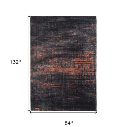 8' x 11' Black and Gold Abstract Non Skid Area Rug