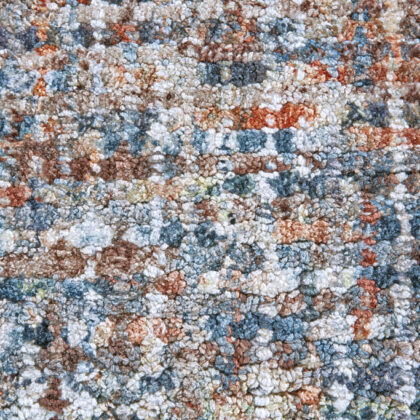 5' X 8' Blue Ivory And Orange Plaid Tufted Handmade Area Rug