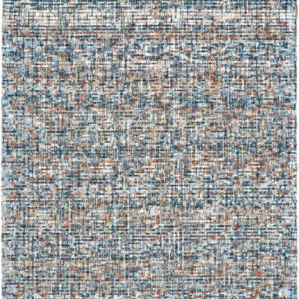 5' X 8' Blue Ivory And Orange Plaid Tufted Handmade Area Rug